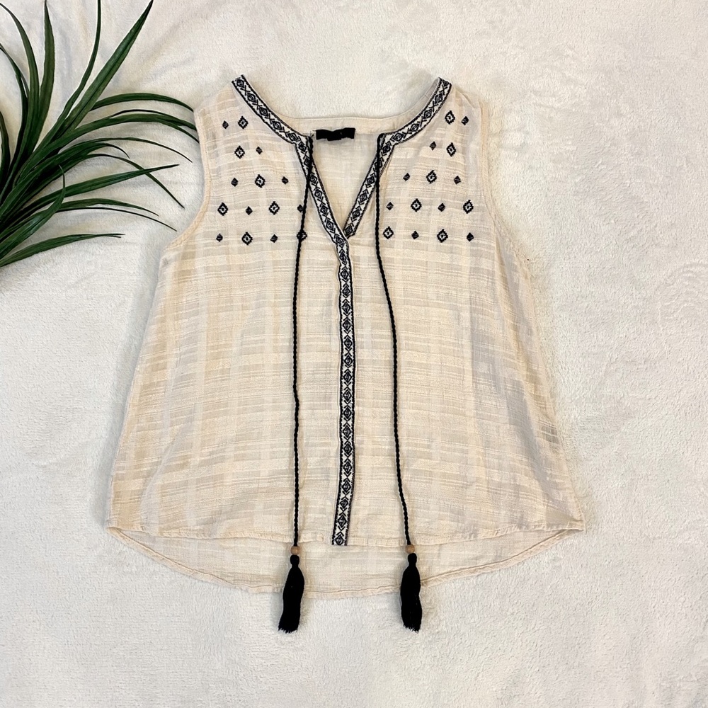 E Hanger M Boho Cream Sheer Embroidered Top Blouse
